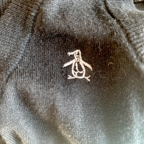 Original Penguin Black Knit Long V-Neck Vest Size M - Picture 6 of 10